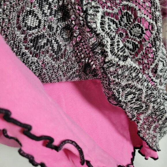 Cat Lovers! XL Blouse Top Hippie Pink lace black V-neck Eyeshadow - Picture 5 of 8